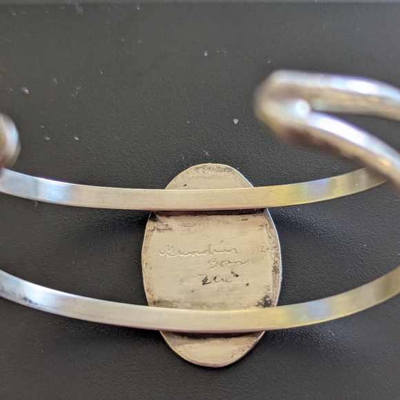 Vintage Native American Zuni Guardian Blue Jay Inlaid Bracelet - Picture 7 of 9
